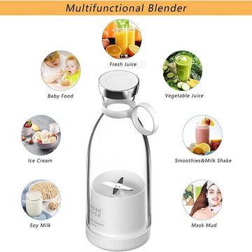 Portable Mini Blender, 350ml 1400mAh USB Rechargeable Multifunctional Personal Juicer Cup for Making Fruit Juice, Milkshakes & Smoothies for Travel, Office, Gym with Extra 1 Blender - Imported from UK